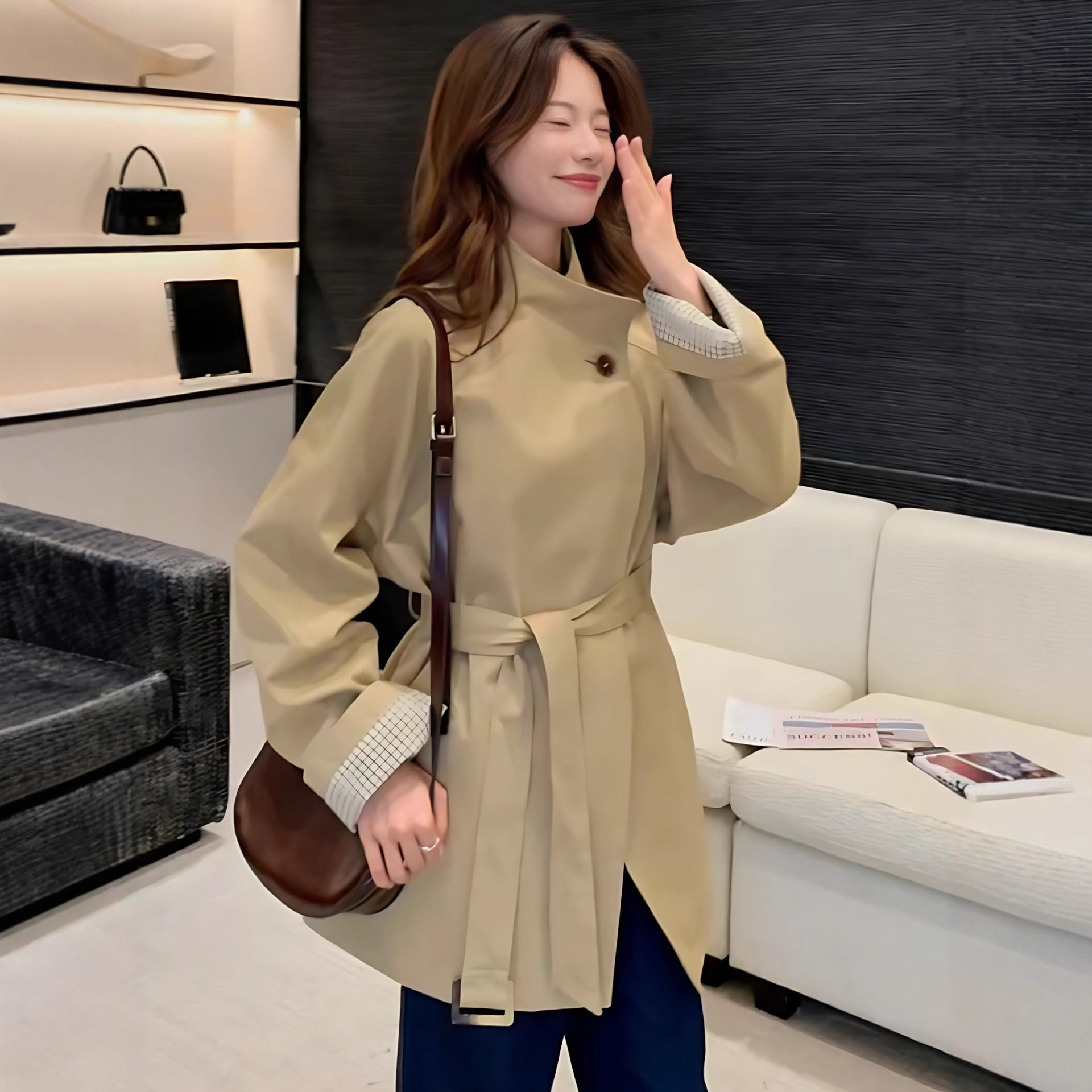立领风衣外套女2026秋装新款时尚百搭减龄休闲宽松洋气大衣上衣潮