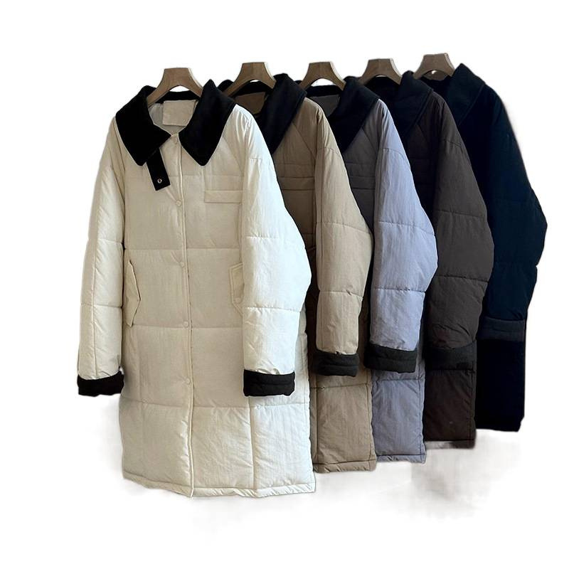 韩版高级感紫色中长款羽绒棉服女冬新款宽松加厚保暖过膝棉袄大衣