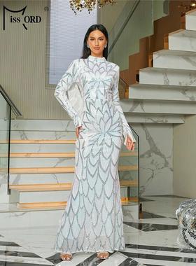 Sequin Prom Dress Bodycon Party Evening Dresses Autumn Gown