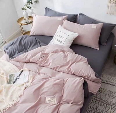 plain bed linen cover pillow student bedding set sheet case