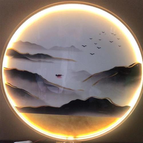 包邮铝合金圆形画框拉丝型材LED发光灯带相框十字绣圆框浴室镜框