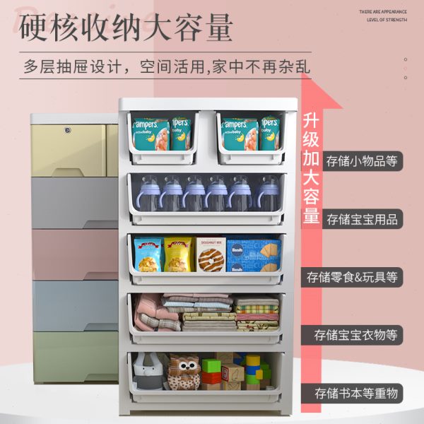 家用带锁抽屉收纳箱滑轮推行多层加厚环保整理柜分格内衣物储物箱