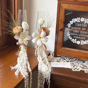 创意香槟杯DIY装饰结婚敬酒杯手工材料包订婚仪式感高级玻璃酒杯