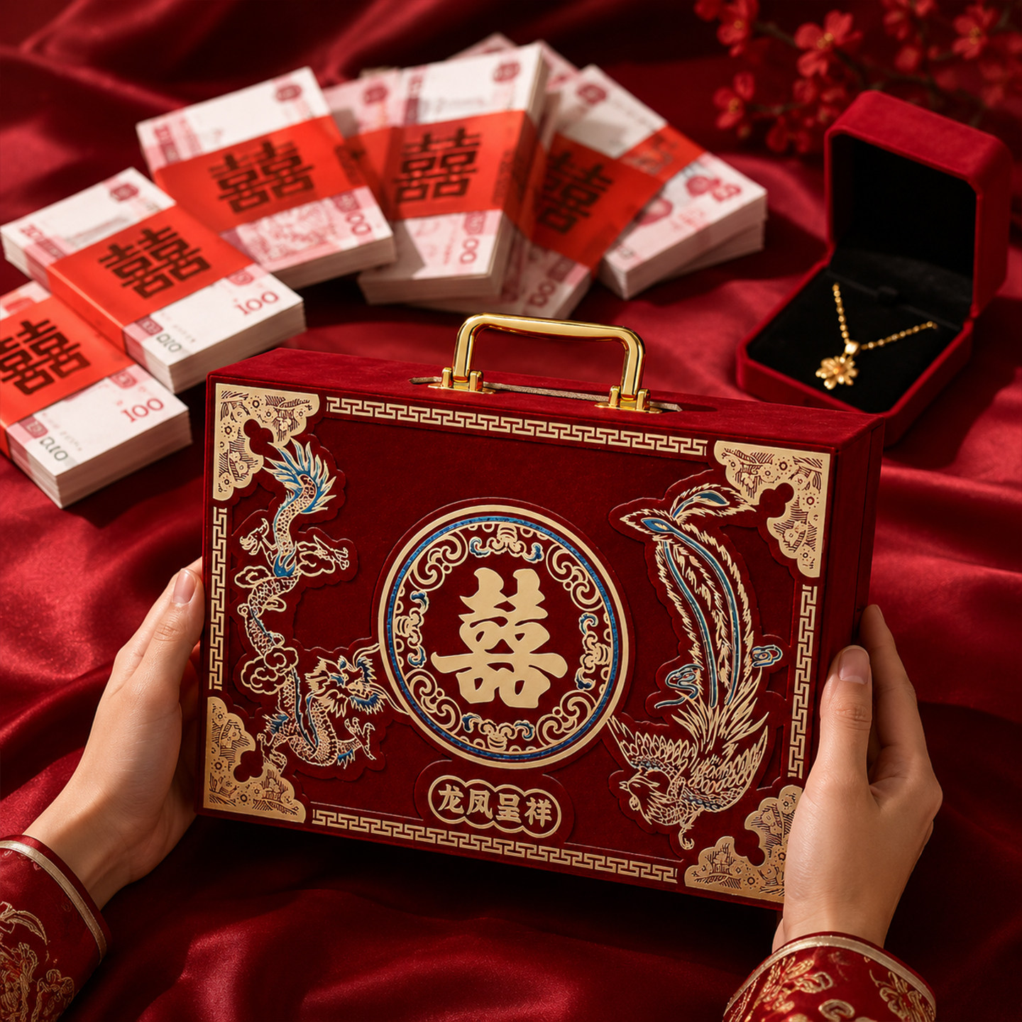承重稳固型绒布礼金箱图片