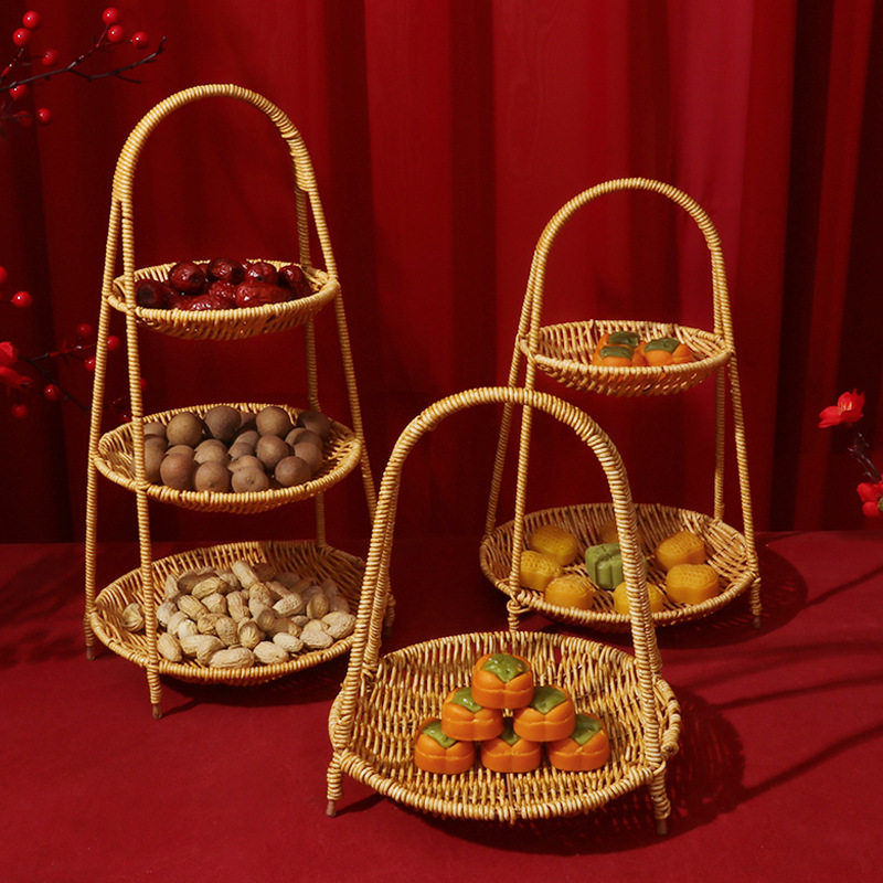高颜值仿编藤浅款点心架创意日式简约点心多层水果篮子零食糕点盘,节庆用品/礼品,创意礼盒/礼品套组,淘宝优惠券,粉丝福利购,淘宝优惠卷
