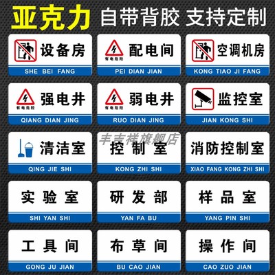 亚克力门牌配电房标示提示牌