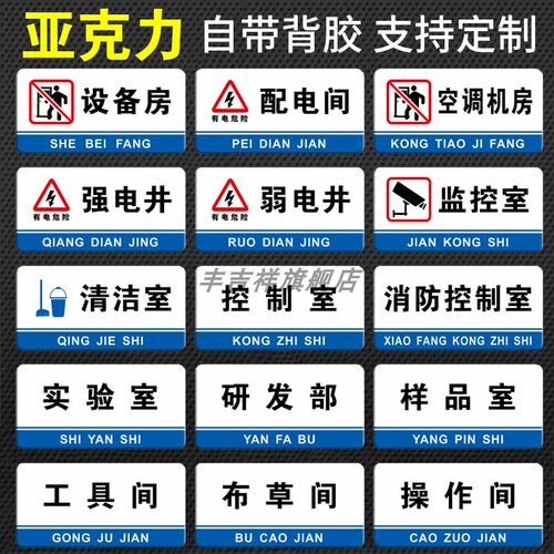 亚克力门牌配电房标示提示牌