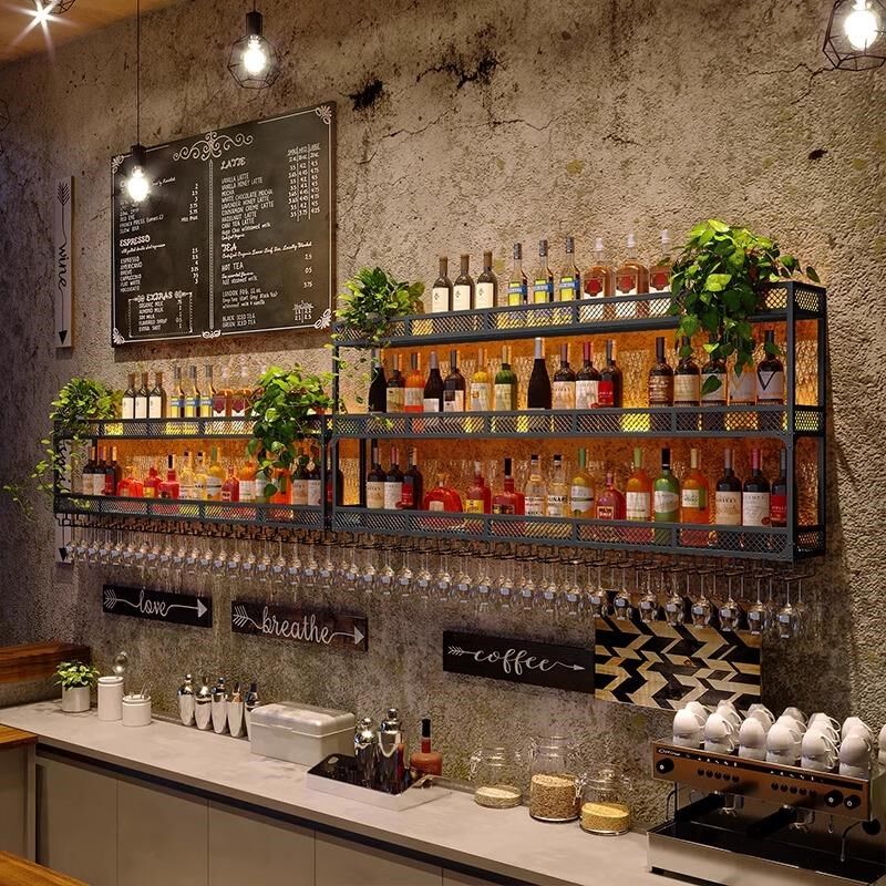 壁挂式酒架酒吧红酒展示架倒挂酒杯架墙上置物架热门酒架酒柜挂墙
