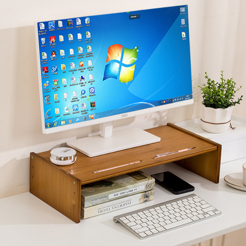 台式电脑显示器屏增高架子托架支架垫高底座办公室桌面收纳置物架