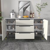 岩板餐边柜客厅靠墙置物柜轻奢简约储物柜厨房收纳柜家用茶水柜