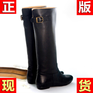 2024年秋冬新款 不过膝直筒靴 长高筒靴真皮女靴欧美网红平底骑士鞋