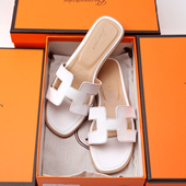 女夏时尚 外穿新款 韩版 网红真皮平底h拖鞋 一字百搭沙滩旅游h凉鞋 子