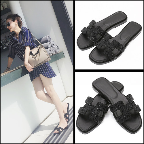 2025春夏新品平底外穿h拖鞋