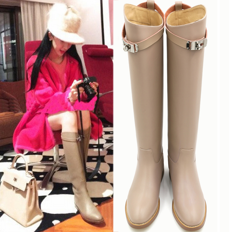 长筒靴kelly女靴子真皮高筒靴平跟骑士靴大码直筒靴皮靴马丁靴h靴在类目 女鞋, 靴子中 - 来自Buy2taobao.com提供专业的淘宝代购服务