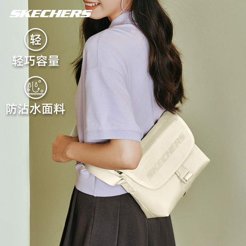 Skechers斯凯奇单肩包女超轻运动新款斜挎包通勤百搭防泼水邮差包