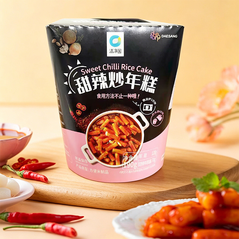 清净园韩国甜辣炒年糕即食年糕条家用火锅食材宁波水磨年糕条批发