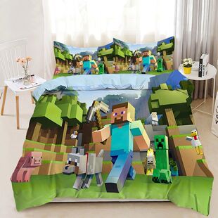 我的世界四件套全棉纯棉2024新款儿童卡通学生游戏床单四件套夏款