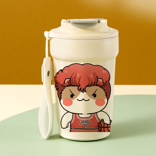 新品动漫灌篮高手周边保温杯学生大容量数显咖啡杯子 流川枫 樱木