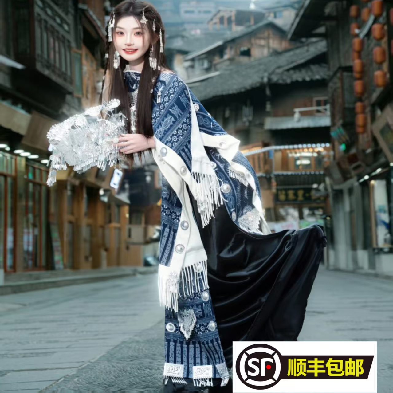 新款苗族夏季民族服装少数民族蜡染服饰苗疆少女旅拍写真摄影女装
