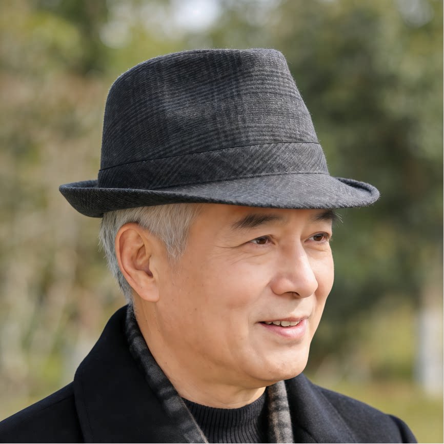 百帽王新品秋冬季羊毛呢礼帽男士绅士帽爵士帽爸爸爷爷中老年男帽
