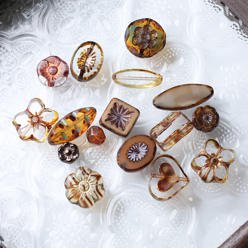 【棕咖色】进口捷克珠琉璃珠耳饰项链戒指手串DIY串珠材料美拉德