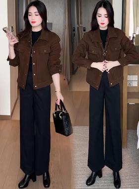 MONLOUVE2025冬季新款时尚加绒短款牛仔外套女保暖显瘦休闲百搭夹