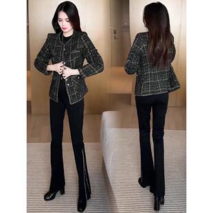 MONLOUVE时尚洋气小香风格子外套女2025秋季新款时髦百搭显瘦短款