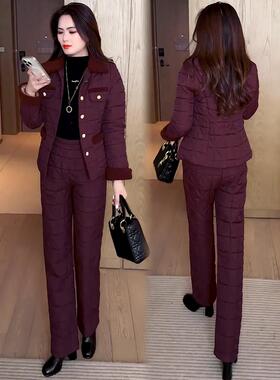 MONLOUVE加绒加厚时尚套装女士冬季休闲穿搭一整套洋气衣外套保暖