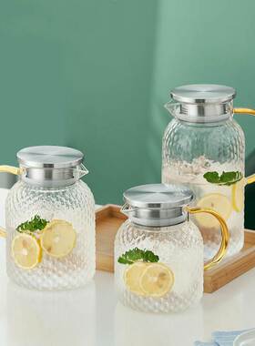 heat-resistin Glass Jug with Lid Ice Tea Water juice cup set