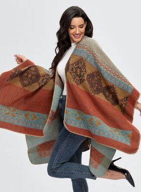women's cloak shawl retro split warm scarf drape