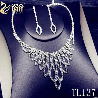 Diamond necklace earrings set party accessories women gift