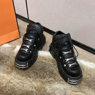 重金属女皮鞋哥特暗黑机车靴punk gothic diablo scooter shoes