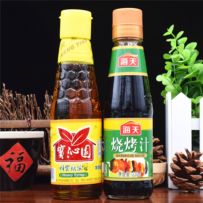 海天烧烤汁230ml+宝沁园蜂蜜味糖浆330g烧烤组合BBQ蜜汁叉烧鸡翅