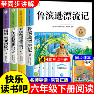 全套4册 鲁滨逊漂流记六年级下册必读正版的课外书快乐读书吧6六下阅读书籍汤姆索亚历险记尼尔斯骑鹅旅行记爱丽丝漫游奇境鲁滨孙K