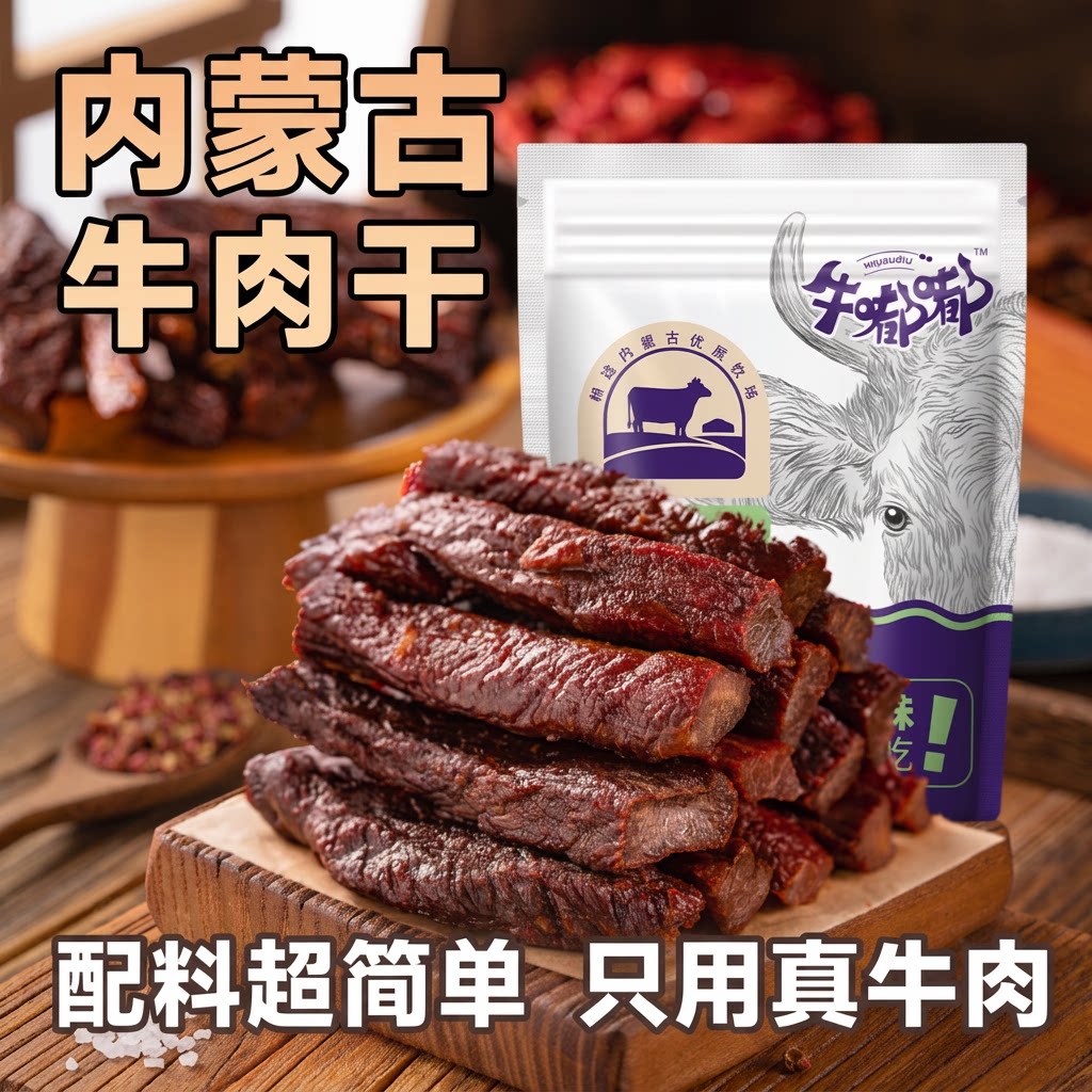 内蒙古风干牛肉干特产独立内蒙零食好吃原味草原真空小包装干净