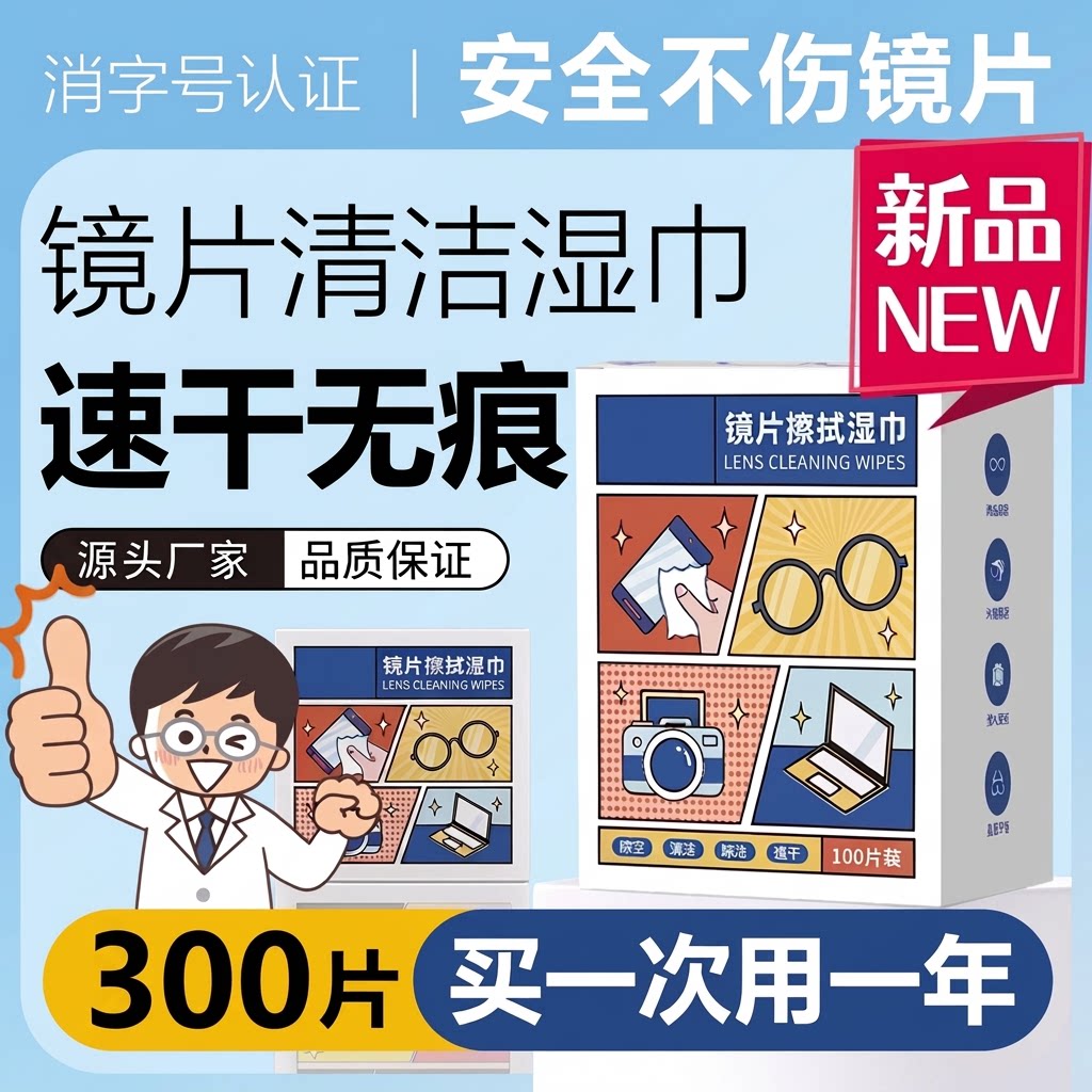 眼镜清洁湿巾防起雾|千人加购图片