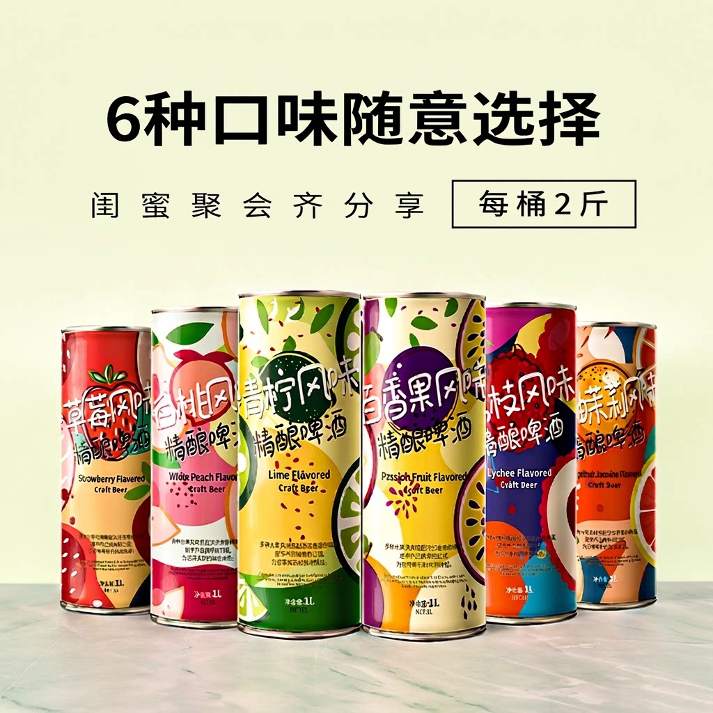 女士精酿白桃果啤1L*4整图片