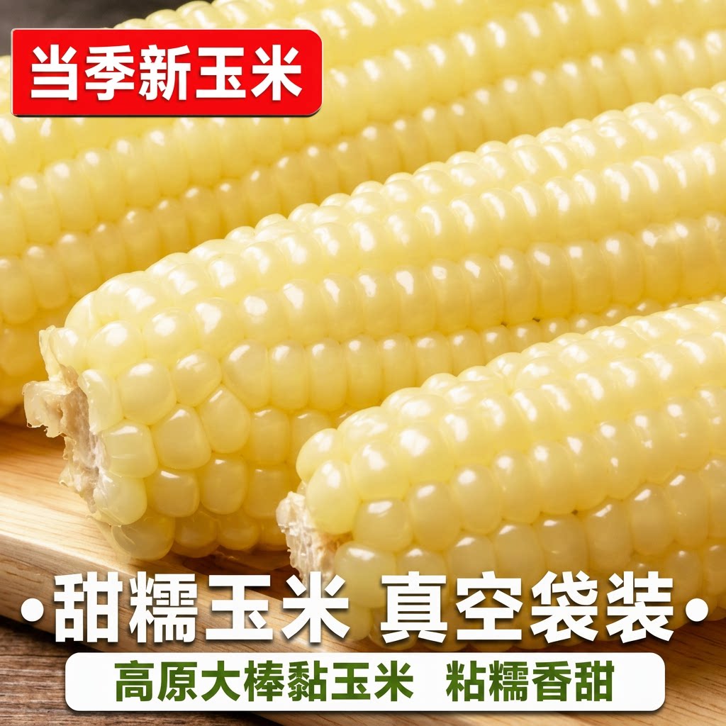 东北白糯玉米甜糯粘玉米棒真空包装黏玉米新鲜玉米香甜早餐超级