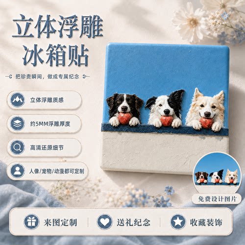 高级感立体浮雕冰箱贴高颜值礼物
