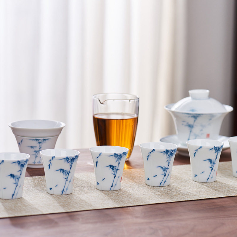 手绘青花瓷陶瓷茶漏斗茶隔茶滤功夫茶具配件泡茶过滤分离器滤茶器