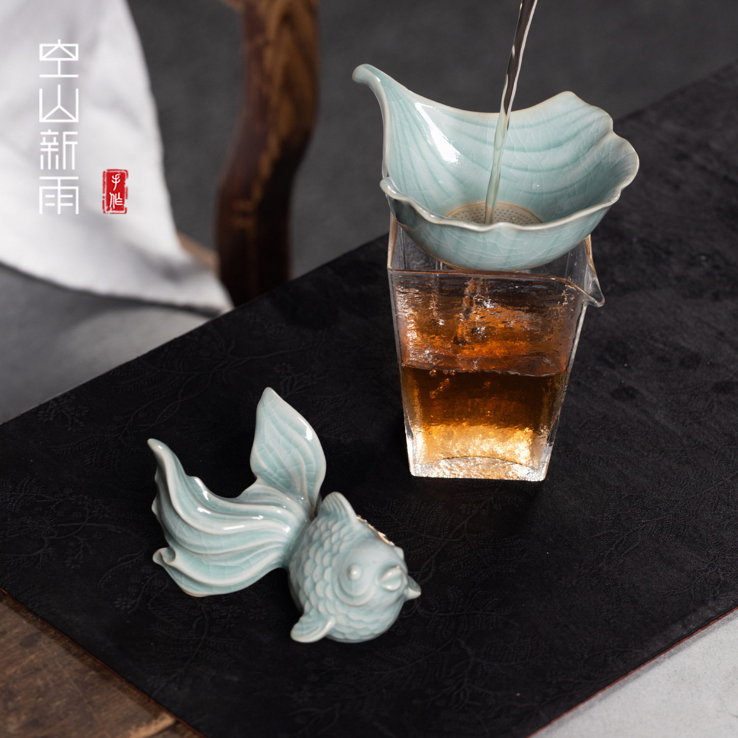 汝瓷茶漏茶滤茶隔漏斗汝窑功夫茶陶瓷泡茶滤茶器开片茶具