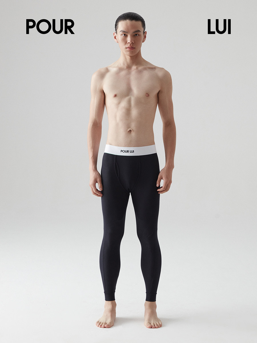 璞履 男士轻薄超弹罗纹复古门襟莫代尔训练运动裤秋裤 POUR LUI