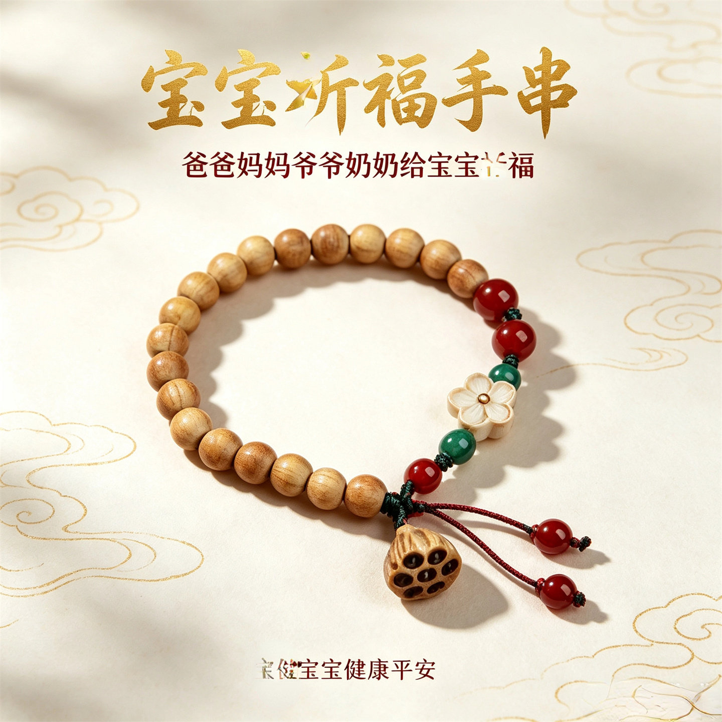 泰山奶奶碧霞元君黑狗牙桃木红绳