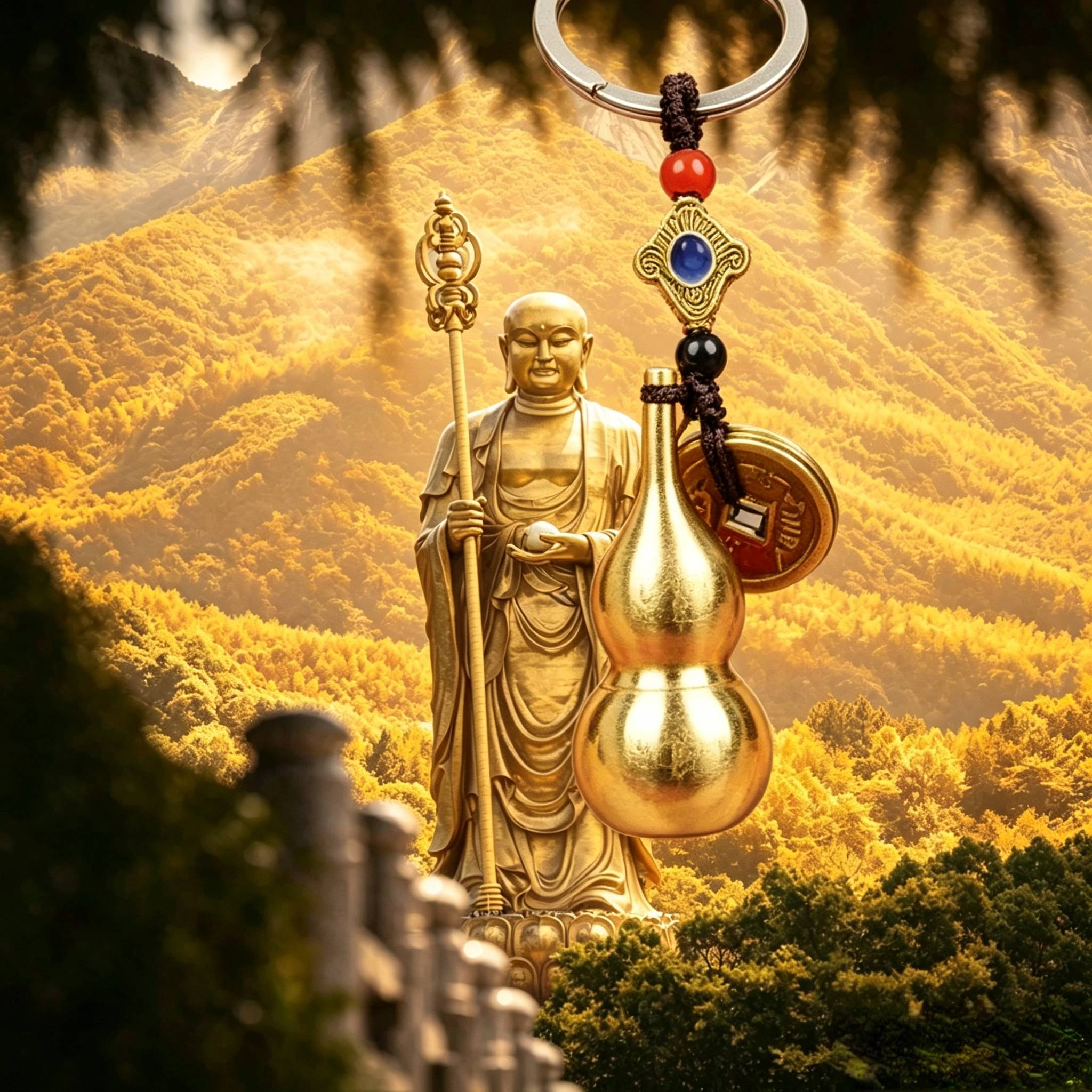 【九华山香香】黄铜葫芦挂件空心福禄汽车吊坠纯铜旅游钥匙装饰