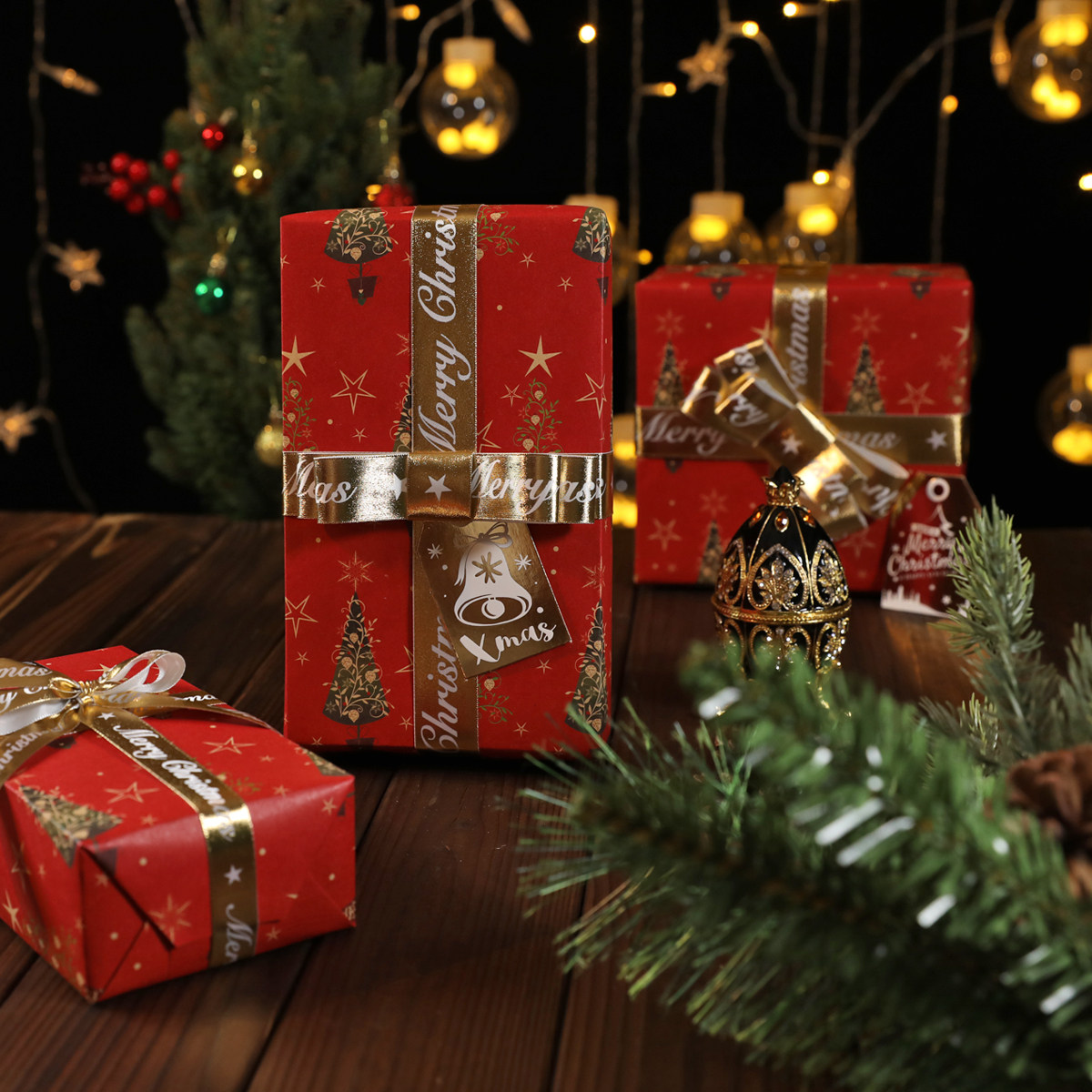 圣诞节牛皮包装纸平安夜复古卡通礼品鞋盒相框学生作业礼物交换送小孩儿童礼盒外包装饰纸手工DIY幼儿园包邮