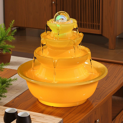 办公桌面流水喷泉摆件循环水生财