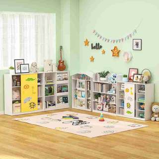 儿童书架儿家用阅读区绘本架玩具收纳架一体置物架落地宝宝书柜