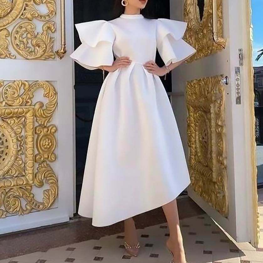 3XL Summer white full swing evening dress大码白色连衣裙女士图片