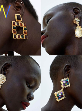 Vintage Crystal Dangler Earrings Women Fashion Drop Jewelry