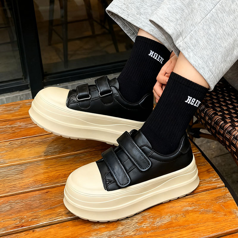 百搭厚底洋气舒适轻便休闲运动板鞋2025秋季新款魔术贴内增高女鞋